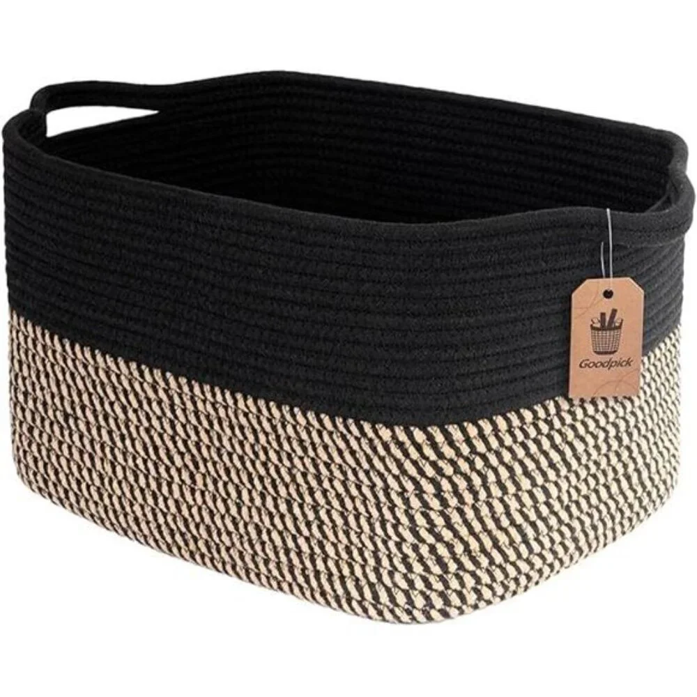 Woven Storage Bins Set of 2 Cotton Rope Cube Organizer for Closet Shelf 13x10